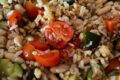 Riso rosso e cereali, verdure e fagioli